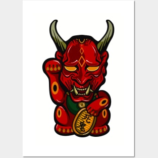 Devil Maneki Neko Posters and Art